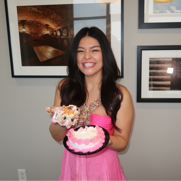 Pink Barbie Palm Springs Sherri Hill CocktailDress Neon Summer Party Prom Formal - Picture 7 of 7